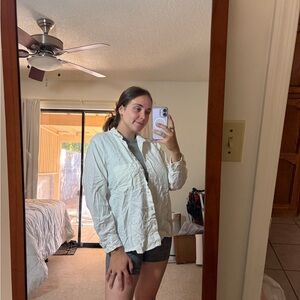 Linen White Button-Up Shirt